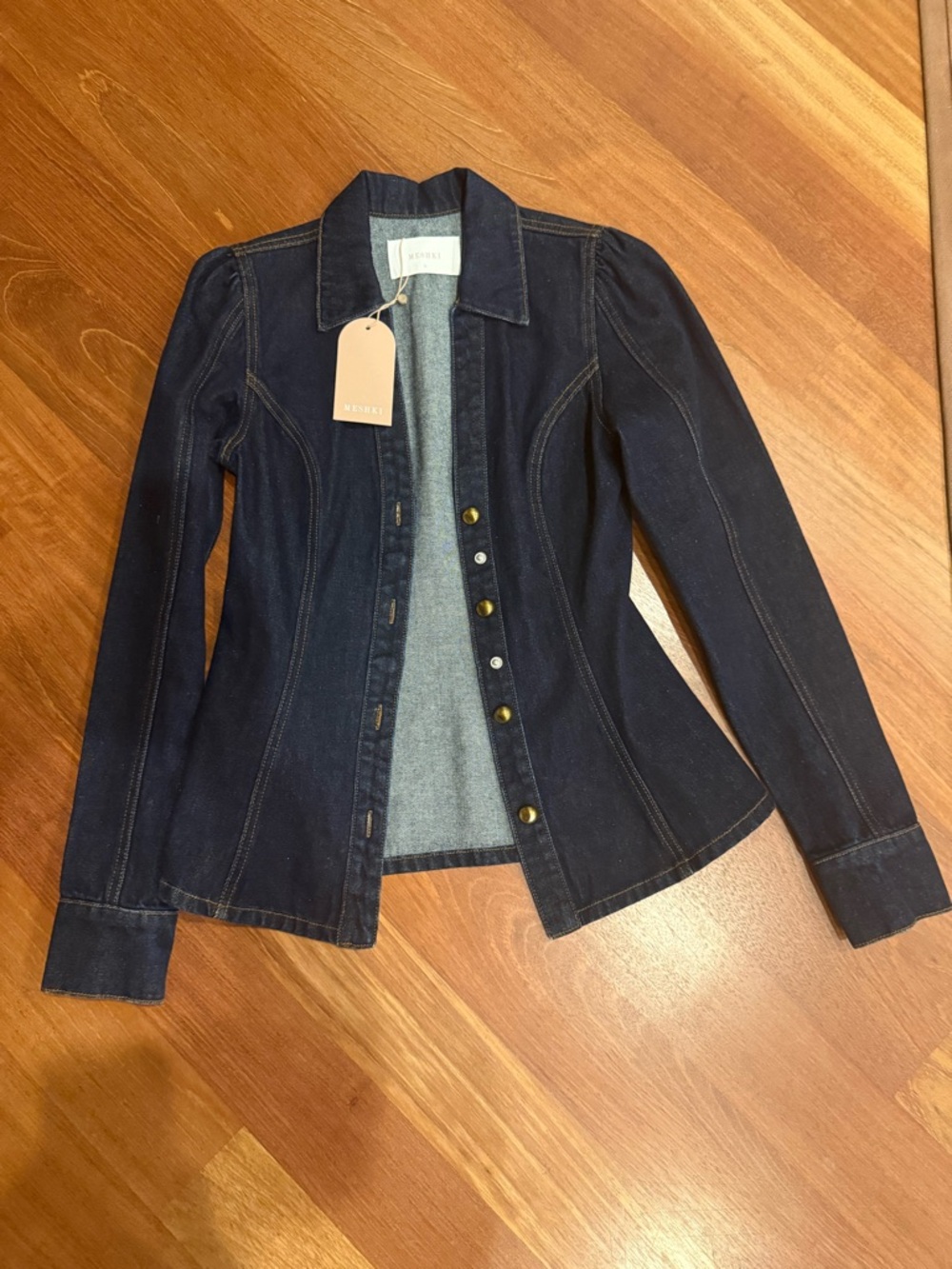Tailored Dark Indigo Denim Jacket - Button-Front